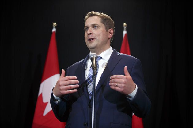 Andrew Scheer, leader of Canada's Conservative Party, speaks during a news conference.