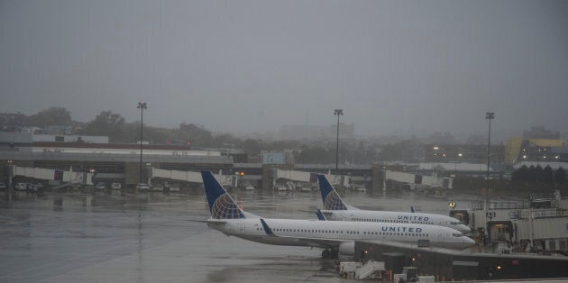 The empty gates at Logan International Airport in Boston, MA during Hurricane Sandy on Oct. 29, 2012.