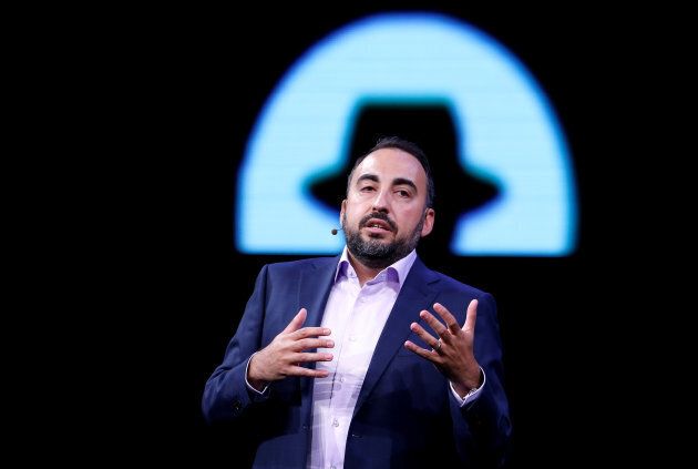 Facebook Chief Security Officer Alex Stamos gives a keynote address during the Black Hat information security conference in Las Vegas, Nev. on July 26, 2017.