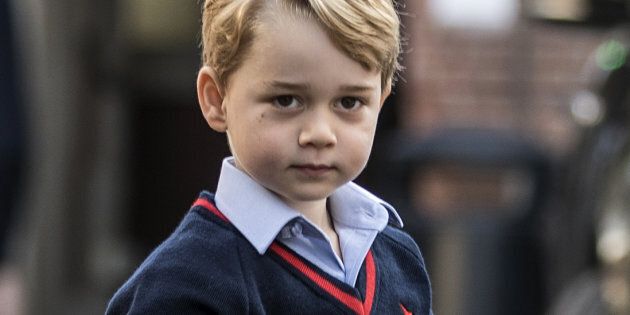 Prince George arrives for his first day of school at Thomas's School in Battersea, on September 7, 2017.