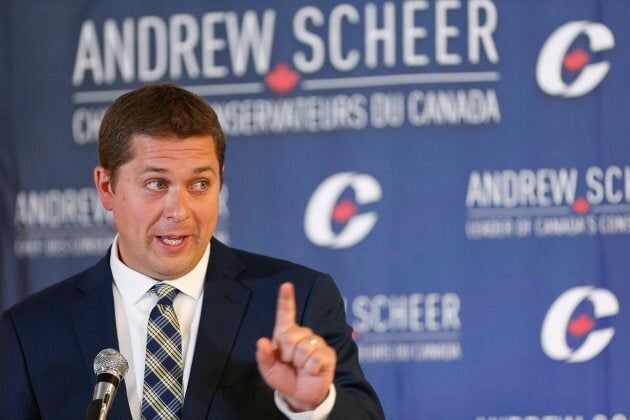 Conservative Leader Andrew Scheer speaks at his shadow cabinet meeting in Winnipeg on Sept. 7, 2017.