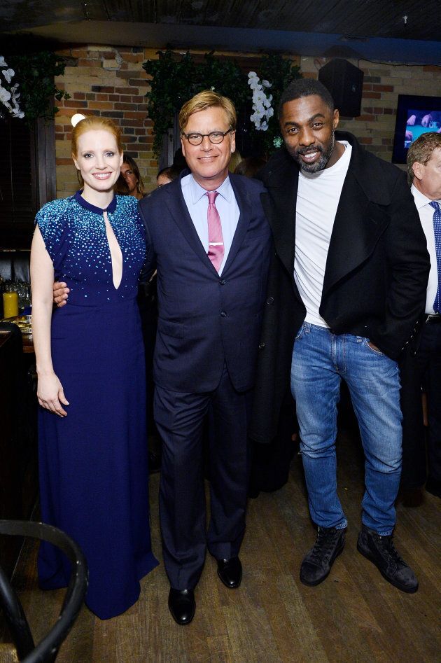 Jessica Chastain, Aaron Sorkin and Idris Elba at the MOLLY'S GAME premiere party hosted by Grey Goose in Toronto. (Photo by Stefanie Keenan/Getty Images for Grey Goose)
