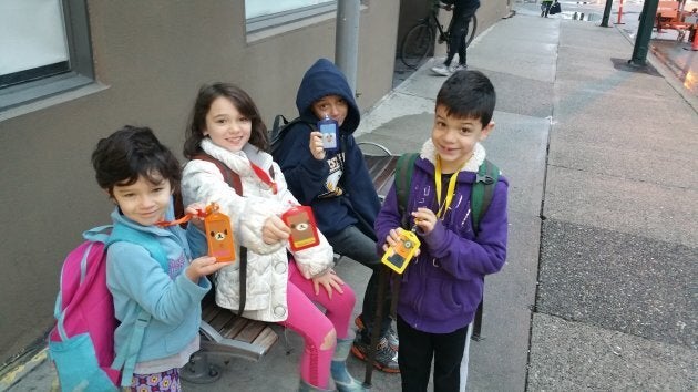 A shot from one of the first times my kids and I took the bus together, November 2015.