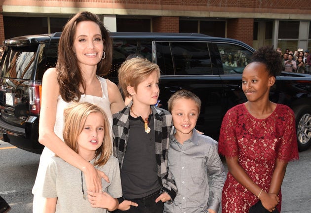 (L-R) Angelina Jolie, Vivienne, Shiloh, Knox and Zahara attend 'The Breadwinner' premiere at TIFF. (Photo by J. Merritt/WireImage)