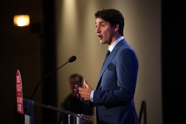 Prime Minister Justin Trudeau speaks to media after the Federal Liberal Party caucus retreat in Kelowna, B.C., on Sept. 7, 2017.