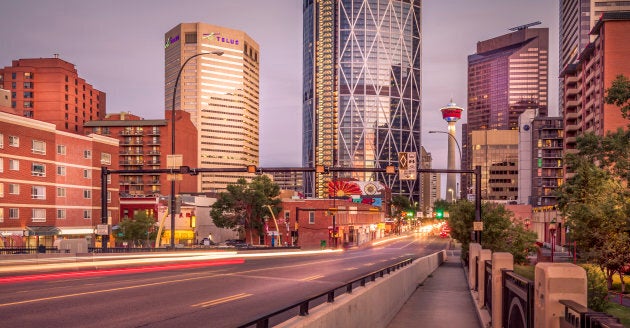 Centre Street leading into Calgary's downtown. The city has seen a steep drop in its rankings among global financial centres, which coincided with the backing away of several multinational companies from Alberta's oil patch.