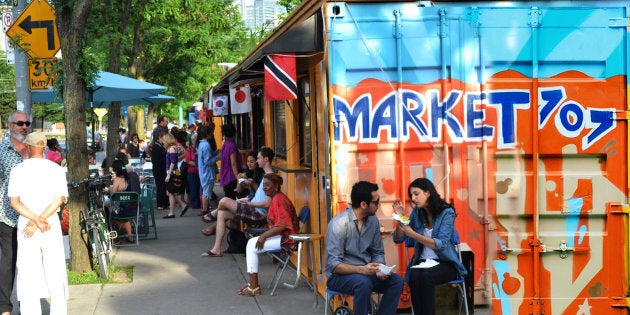 At Toronto’s Market 707, up-cycled shipping containers line a once barren stretch of downtown sidewalk. It’s now a bustling marketplace.