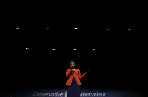 Kellie Leitch speaks during the final Conservative Party of Canada leadership debate in Toronto on April 26, 2017.