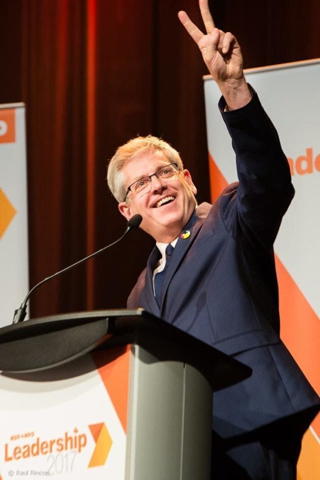 Charlie Angus at a national leadership debate in Montreal.