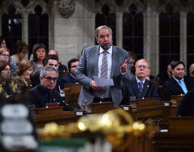 NDP Leader Tom Mulcair stands during question period in the House of Commons on Parliament Hill in Ottawa on Sept. 19, 2017.