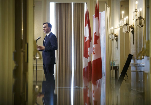 Bill Morneau, Canada's finance minister, speaks during a Canadian Club of Toronto and Empire Club of Canada event in Toronto, Ont. on March 24, 2017.