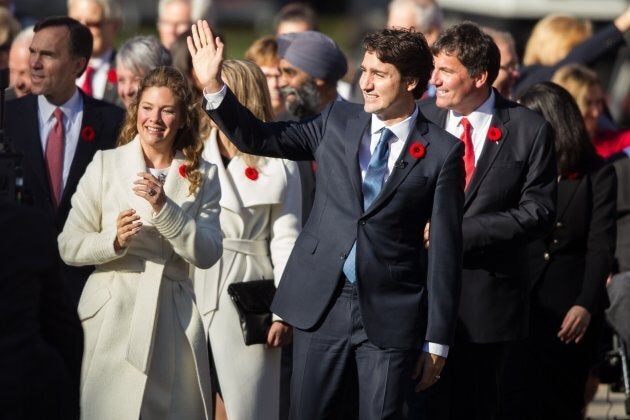 Justin Trudeau, prime minister designate at the time, leads his cabinet appointees up the drive at Rideau Hall as the new Canadian government prepares to be sworn in in Ottawa, Nov. 4, 2015.