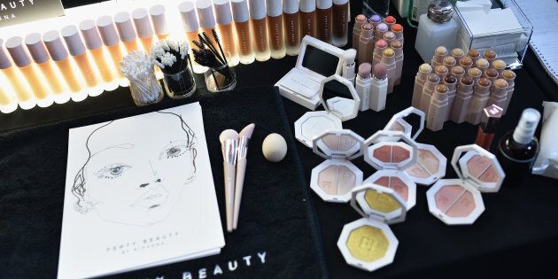 Makeup provided by Fenty Beauty backstage at the FENTY PUMA by Rihanna Spring/Summer 2018 Collection at Park Avenue Armory on Sept. 10, 2017 in New York City.