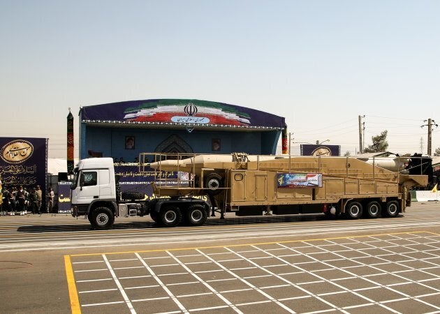 A rig carries ballistic missiles during a military parade in front of former Supreme Leader of Iran, Ali Khamenei's shrine due to the Sacred Defence Week in Tehran, Iran on September 22, 2017.