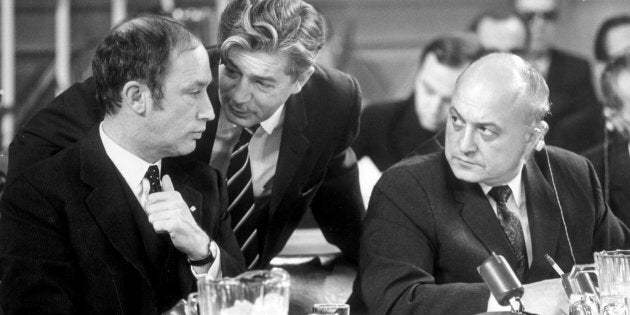 From left: Pierre Trudeau, Jean Marchand and Edgar J. Benson at the Federal Provincial Constitutional Conference in Ottawa on Feb. 11, 1969.