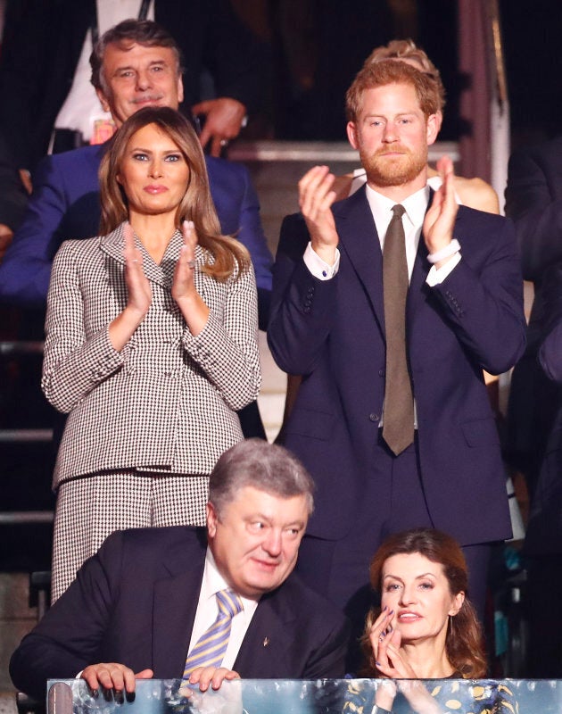 U.S. first lady Melania Trump and Britain's Prince Harry, attend during the opening ceremony for the Invictus Games in Toronto, Canada, September 23, 2017. REUTERS/Mark Blinch