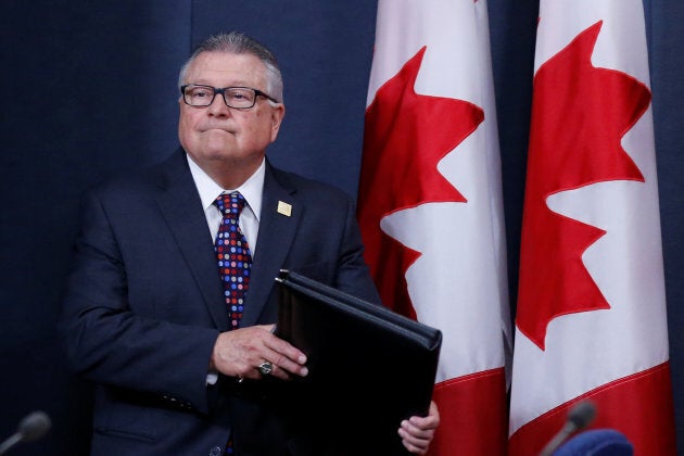 Canada's Public Safety Minister Ralph Goodale arrives at a news conference in Ottawa on June 20, 2017, ahead of the Liberals' introduction of Bill C-59.