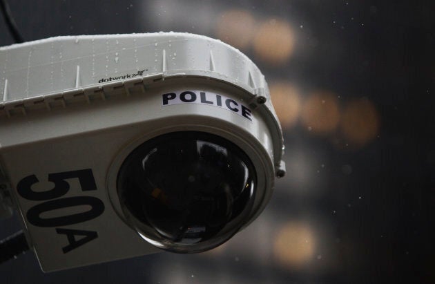 A video camera is seen on a downtown Toronto street.