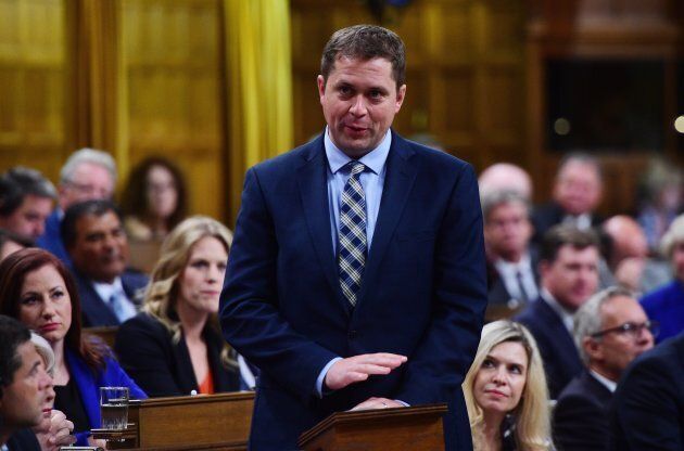 Conservative Leader Andrew Scheer stands during question period in the House of Commons on Parliament Hill in Ottawa on Sept. 19, 2017.