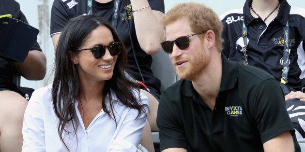 Prince Harry and Meghan Markle attend a Wheelchair Tennis match during the Invictus Games 2017 at Nathan Philips Square on September 25, 2017 in Toronto. (Chris Jackson/Getty Images for the Invictus Games Foundation )