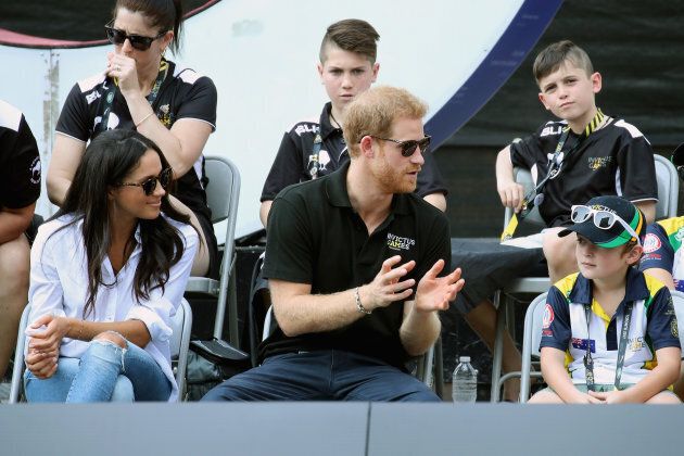 Prince Harry and Meghan Markle attend a Wheelchair Tennis match during the Invictus Games 2017 at Nathan Philips Square on September 25, 2017 in Toronto. (Chris Jackson/Getty Images for the Invictus Games Foundation )