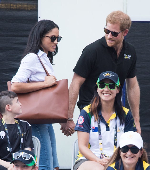 Meghan Markle and Prince Harry appear together at the wheelchair tennis on day 3 of the Invictus Games Toronto 2017 on September 25, 2017 in Toronto, Canada. The Games use the power of sport to inspire recovery, support rehabilitation and generate a wider understanding and respect for the Armed Forces. (Photo by Samir Hussein/WireImage)