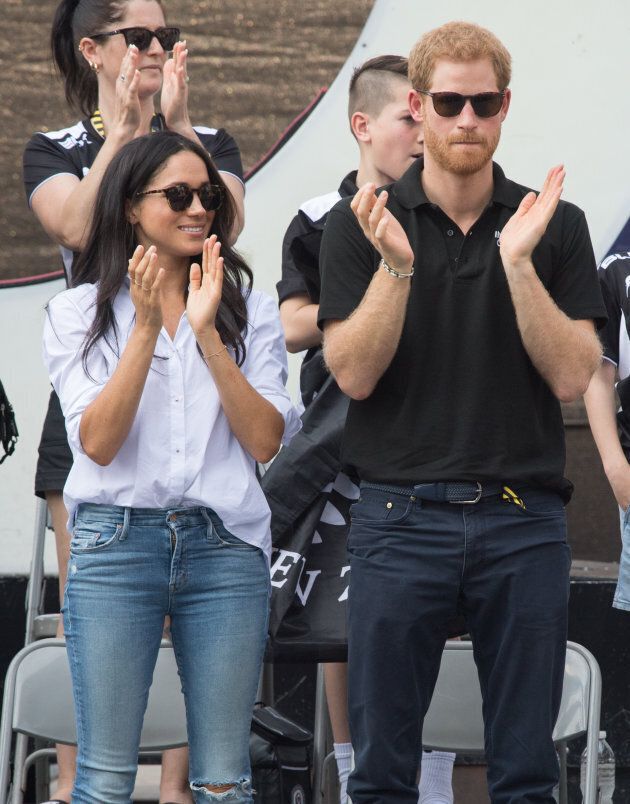 Meghan Markle and Prince Harry appear together at the wheelchair tennis at the Invictus Games Toronto 2017 on September 25, 2017. (Samir Hussein/WireImage)