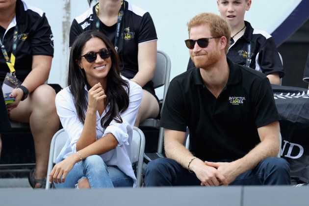 Prince Harry and Meghan Markle attend a wheelchair tennis match during the Invictus Games 2017 on September 25, 2017 in Toronto. (Chris Jackson/Getty Images for the Invictus Games Foundation )