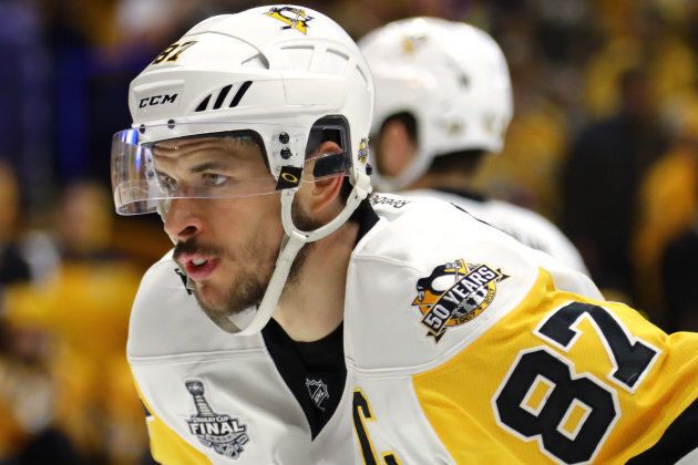 Sidney Crosby looks on against the Nashville Predators during the first period in Game Six of the 2017 NHL Stanley Cup Final on June 11, 2017.