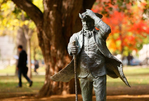 A statue of McGill University founder James McGill is seen on the campus in Montreal, QC on Oct. 2, 2009.