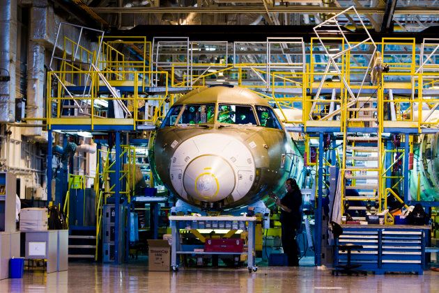 Bombardier Global 5000 jets are seen being assembled at the Bombardier aircraft manufacturing facility in Toronto, Ont., on Nov. 25, 2010.
