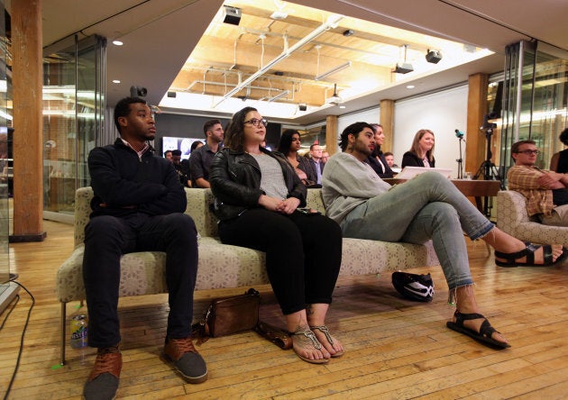 Audience members listen to an NDP leadership debate hosted by HuffPost Canada in Toronto on Sept. 27, 2017.