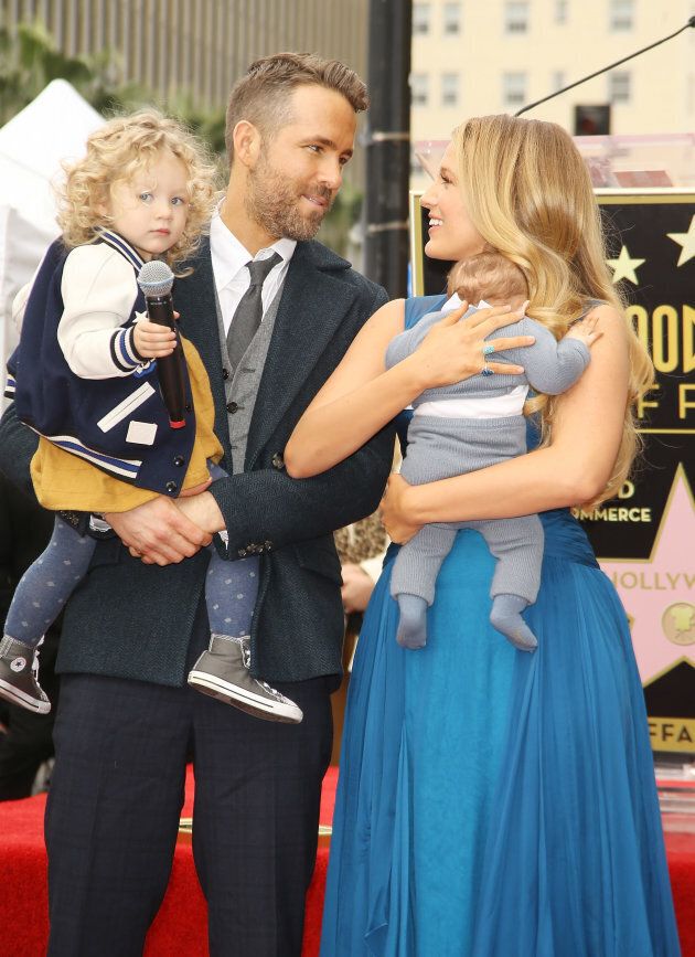 Ryan Reynolds and Blake Lively with their, children attend the ceremony honoring actor Ryan Reynolds with a Star on The Hollywood Walk of Fame held on December 15, 2016 in Hollywood, California. (Photo by Michael Tran/FilmMagic)