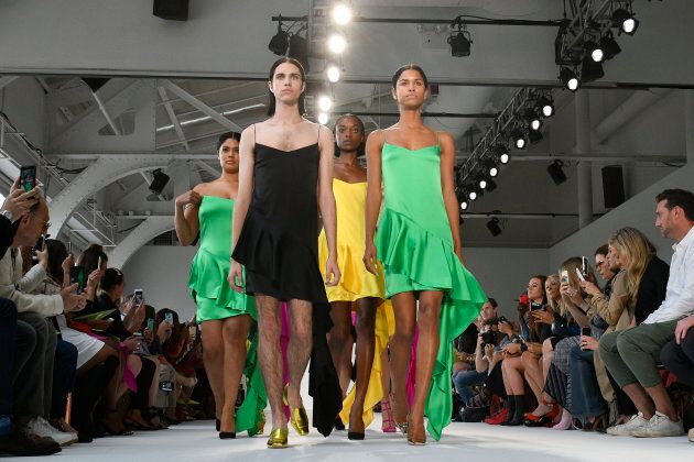Models walk the runway at the Christian Siriano fashion show at New York Fashion Week.