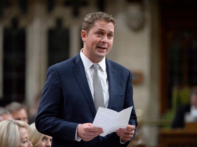 Conservative Leader Andrew Scheer rises during question period in the House of Commons on Sept.28, 2017.