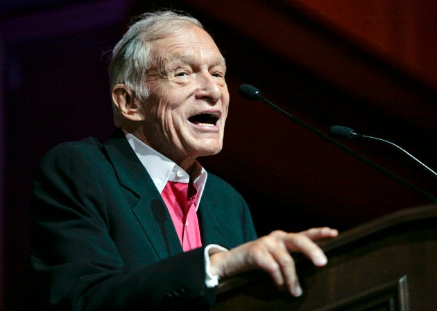 Hugh Hefner, founder, editor-in-chief and creative officer of Playboy, speaks as he is honoured with the Hollywood Distinguished Service Award in Memory of Johnny Grant by the Hollywood Chamber of Commerce in Hollywood, Calif., June 7, 2012.