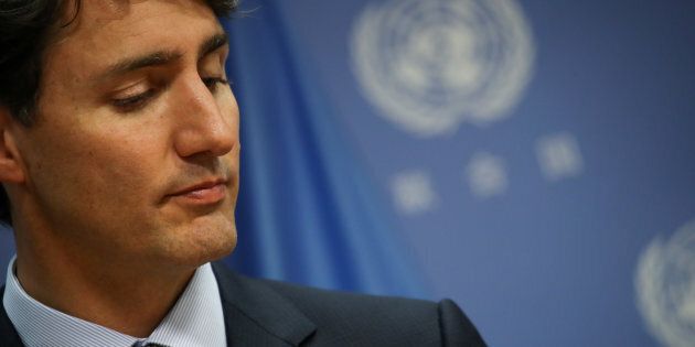 Prime Minister Justin Trudeau at press conference at UN headquarters on Sept. 21, 2017 in New York City. On Sunday, he has condemned the recent Edmonton terrorism attacks.