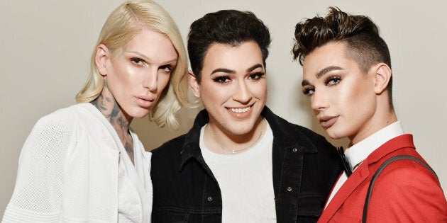 Jeffree Star, Manny Gutierrez and James Charles celebrate The Launch Of KKW Beauty on June 20, 2017 in Los Angeles. (Stefanie Keenan/Getty Images for Full Picture)