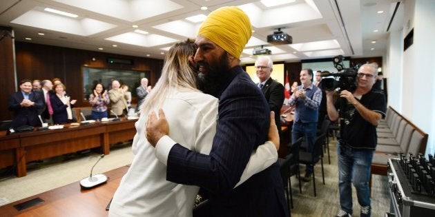 NDP Leader Jagmeet Singh arrives to his first caucus meeting since being elected leader, in Ottawa on Oct. 4, 2017.