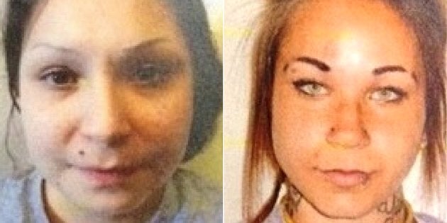 Kelsie Laine Marie Mast, right, and Samantha Faye Toope, left, were arrested at an escape room in Edmonton after escaping from prison.