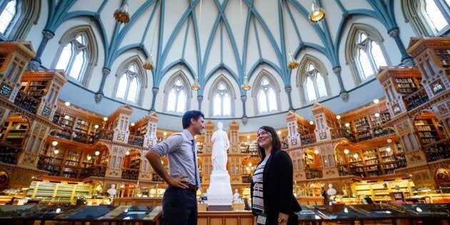 Canadian Prime Minister Justin Trudeau, right, and 23-year-old Breanne Lavallee-Heckert, right.