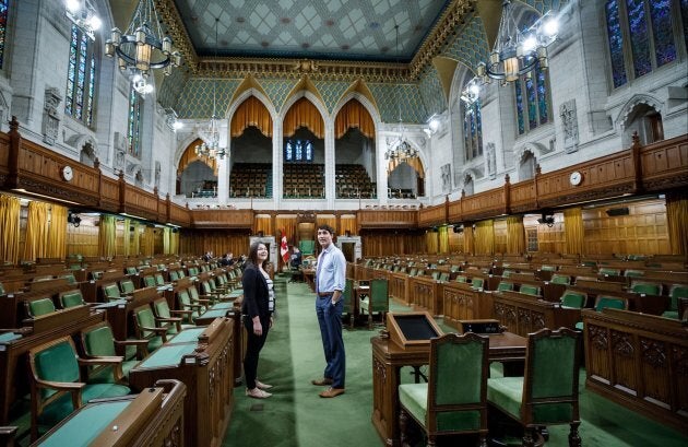 Prime Minister Justin Trudeau and 23-year-old Breanne Lavallee-Heckert in the House of Commons.