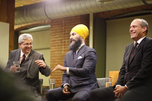 Then a leadership hopeful, Jagmeet Singh speaks at the NDP leadership debate hosted by HuffPost Canada on Sept. 27, 2017.