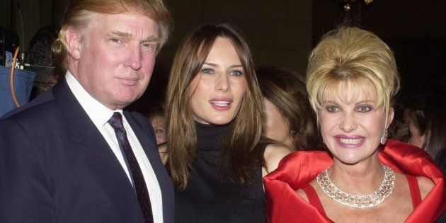 Donald Trump and girlfriend Melania Knauss are joined by Trump's former wife, Ivana, at a party at Cipriani's on Park Ave. for the benefit of Rockefeller University, circa 2000.