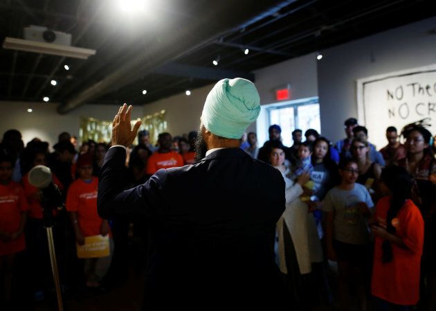 New Democratic Party federal leadership candidate Jagmeet Singh speaks a meet and greet event in Hamilton, Ont. on July 17, 2017.