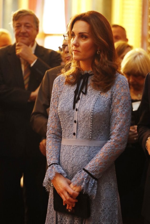 Catherine, Duchess of Cambridge takes part in a reception at Buckingham Palace to celebrate World Mental Health Day in central London on October 10, 2017.