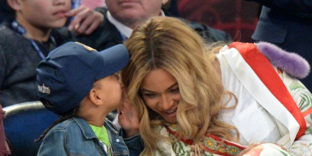 Blue Ivy Carter and Beyonce Knowles attend the 66th NBA All-Star Game at Smoothie King Center on Feb. 19, 2017 in New Orleans.