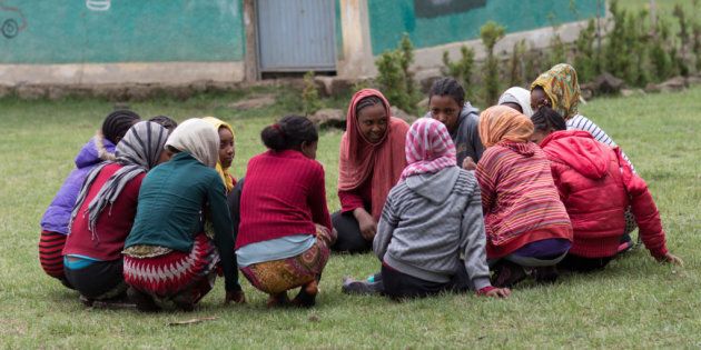 A girls' club at the Zengoo primary school in Ethiopia discusses menstrual hygiene. The club was launched in October 2014 to tackle girls' dropout due to menstruation.