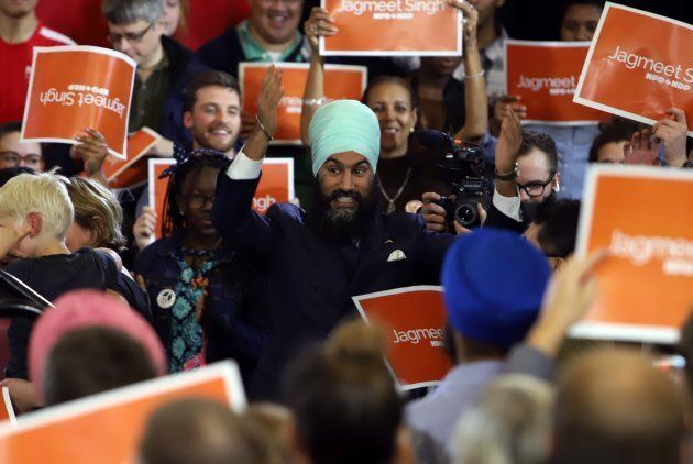 NDP Leader Jagmeet Singh is greeted by supporters as he kicks off his first cross-country tour at a rally in Ottawa on Sunday.