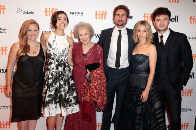 Writer Sarah Polley, actress Rebecca Liddiard, writer Margaret Atwood, actor Edward Holcroft, Sarah Gadon and Kerr Logan attend the 'Alias Grace' premiere during the 2017 Toronto International Film Festival at Winter Garden Theatre on Sept. 14, 2017 in Toronto.